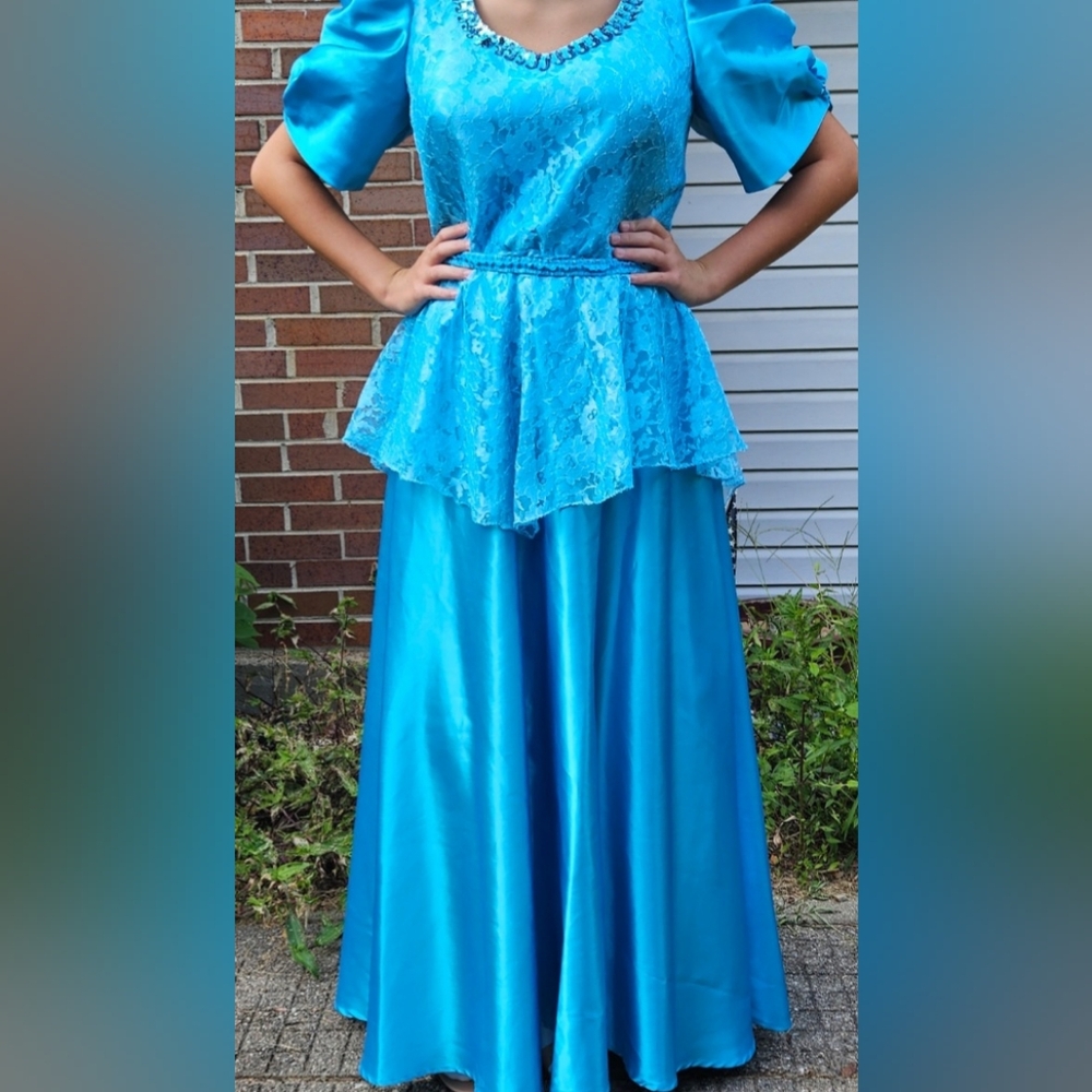 Vintage 1980's Teal Prom Dress